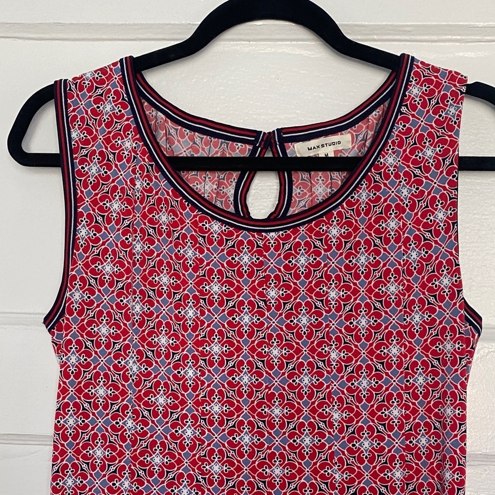 Max Studio Red and Blue Geometric Dress - Picture 2 of 6